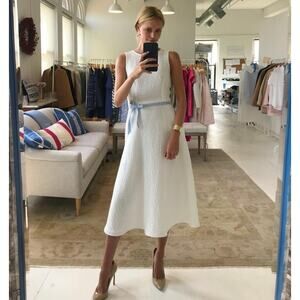 EUC Alice Walk Midi Dress in White Candied Jacquard Textured Sleeveless A-Line 6